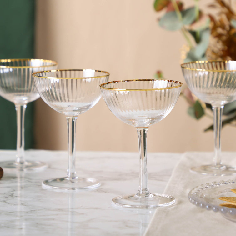 Fairmont Park Set Of 4 Gold Rimmed Champagne Saucers Glasses Wayfair
